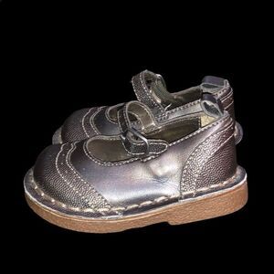 Baby Gap Pewter Silver‎ Mary Jane Shoes Toddler Girls Size 3 Classic Retro